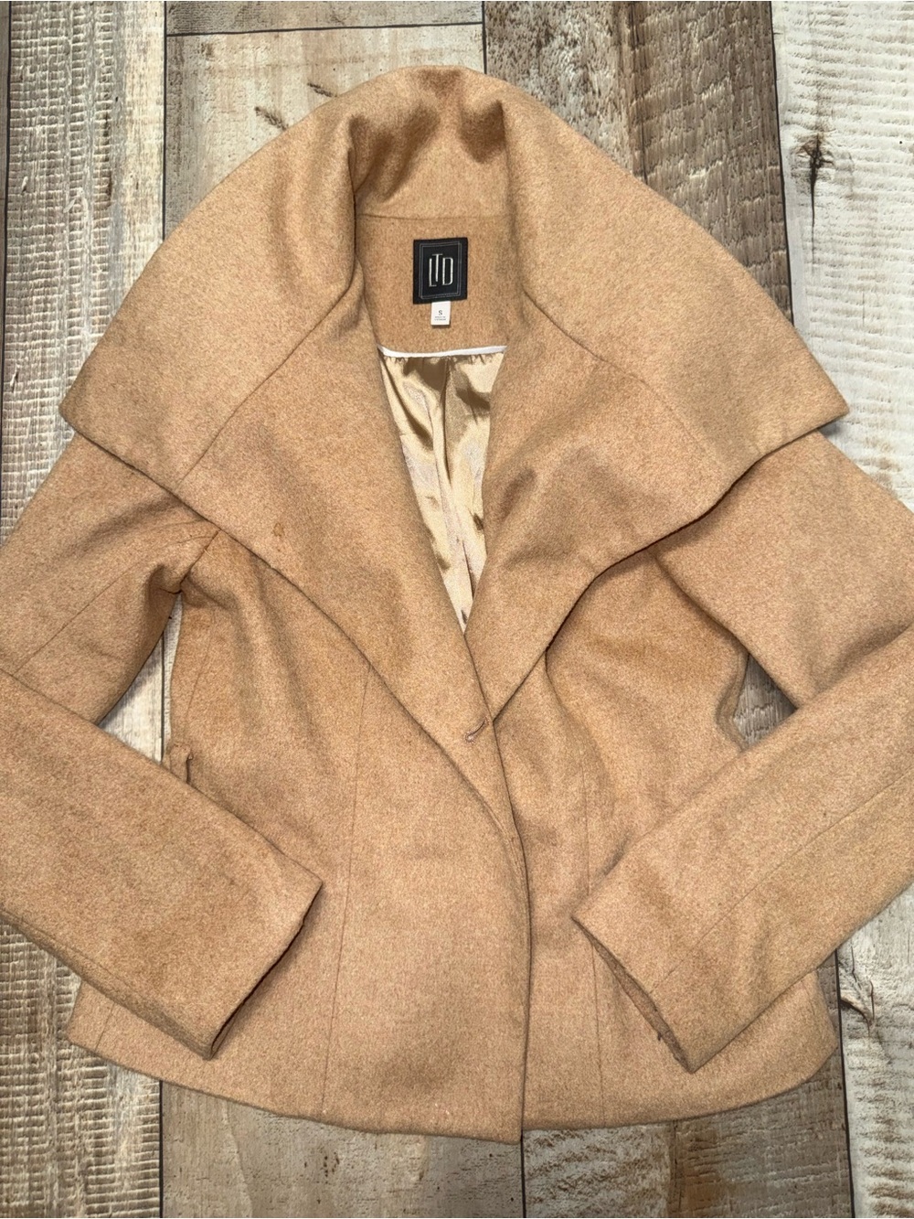 Draped Collar Camel Women's Blazer Jacket